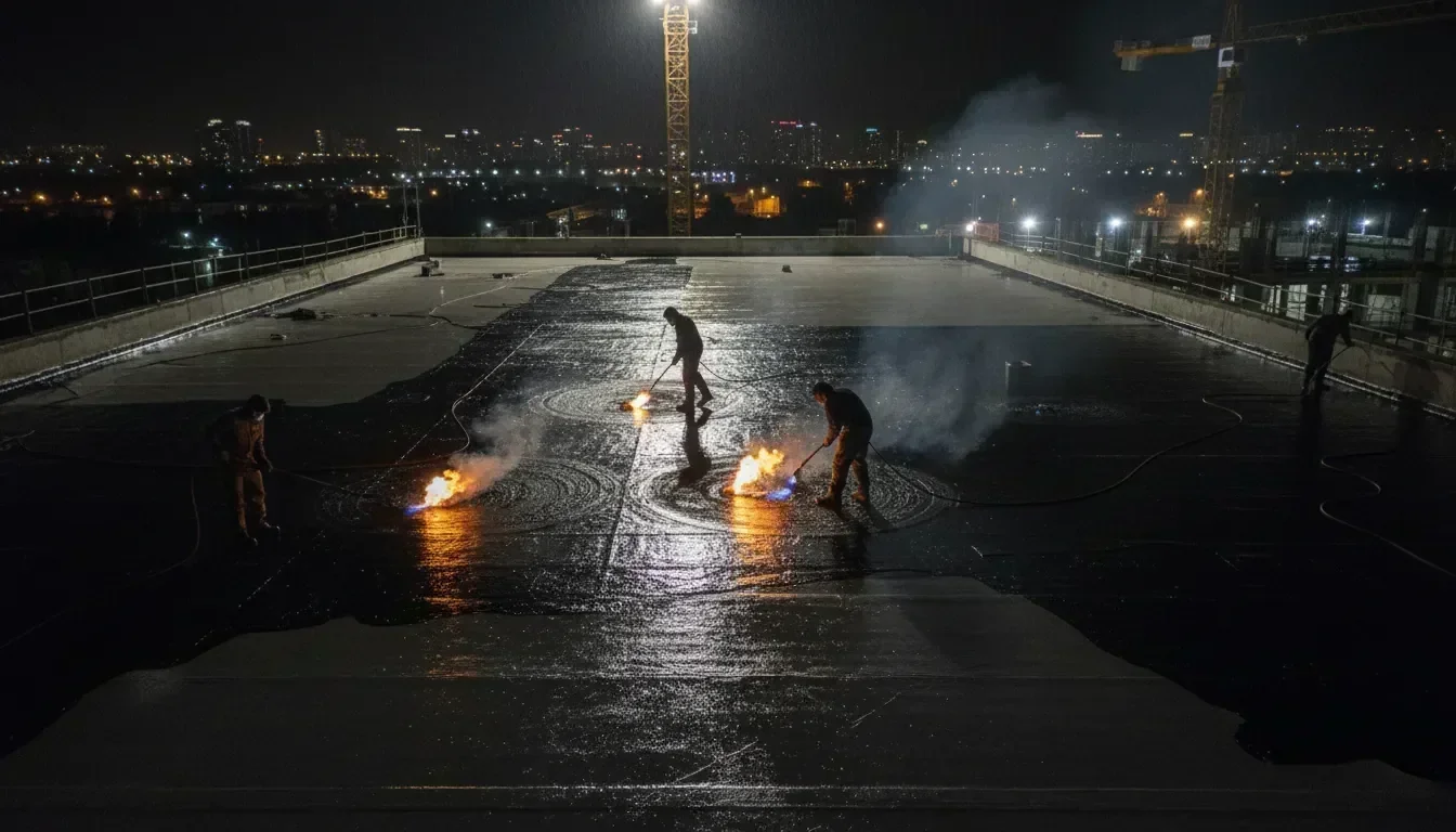 צוות מאור אחזקות בעבודת איטום גגות מקצועית